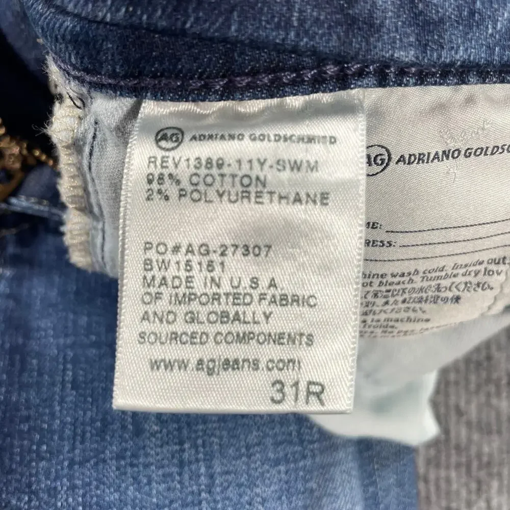 Adriano Goldschmied The Legging Ankle Women's 31R Blue Stretch Made In USA